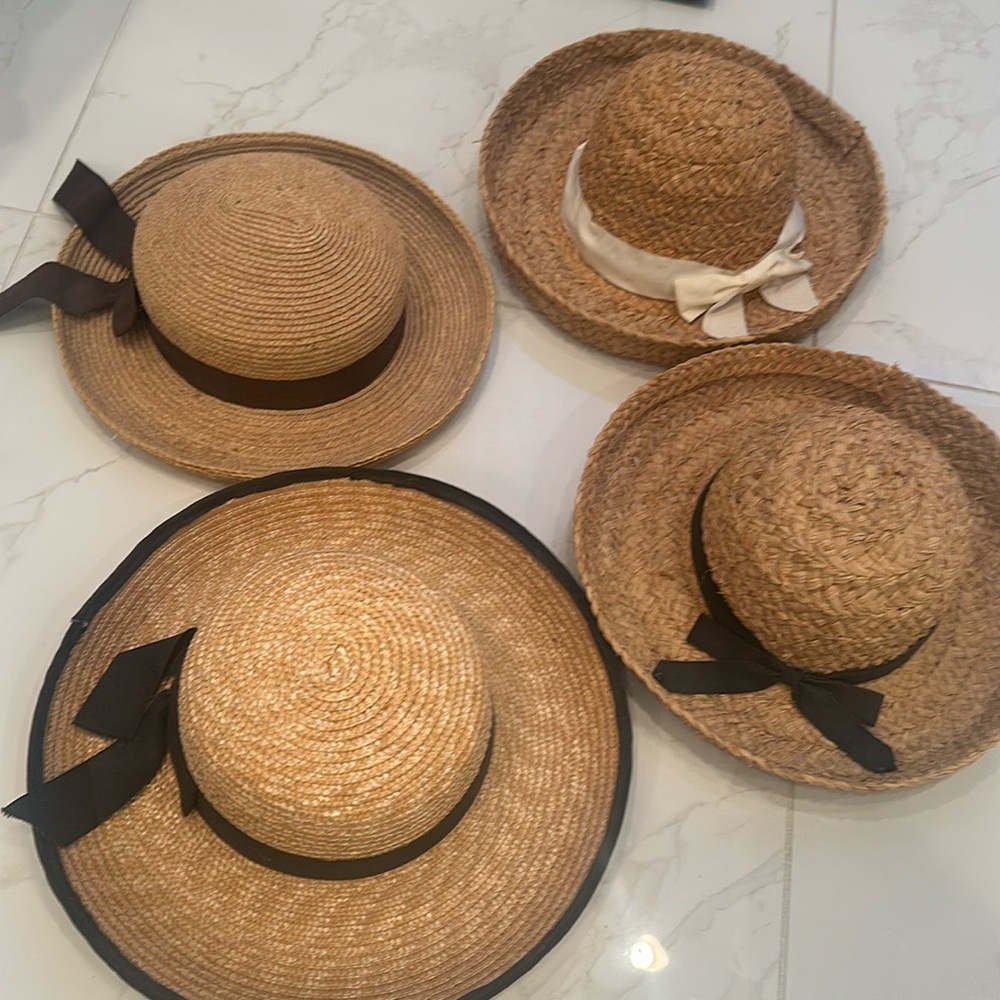 Mixed High Quality Lot 4 Ladies Wide Brim Hats Natural Fibers NEW Unbranded